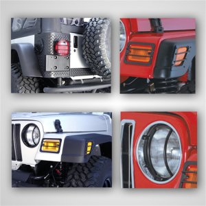 Jeep Wrangler Light Guards - Rugged Ridge - Euro Guard Kit - Black - `97-`06